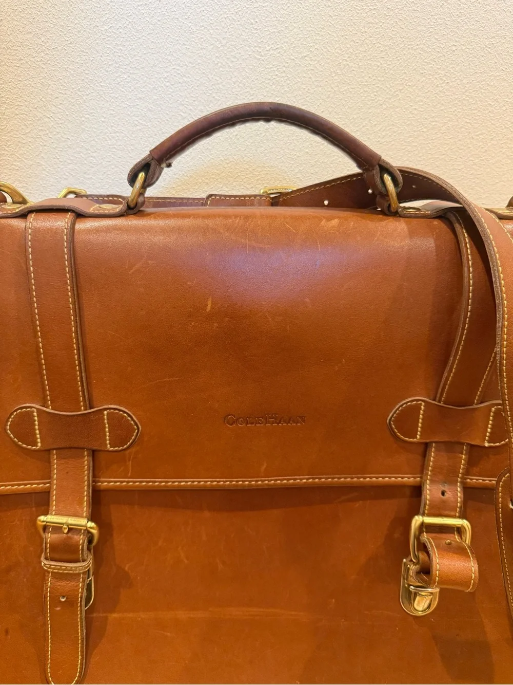 Vtg COLE HAAN  Leather Messenger Bag Briefcase